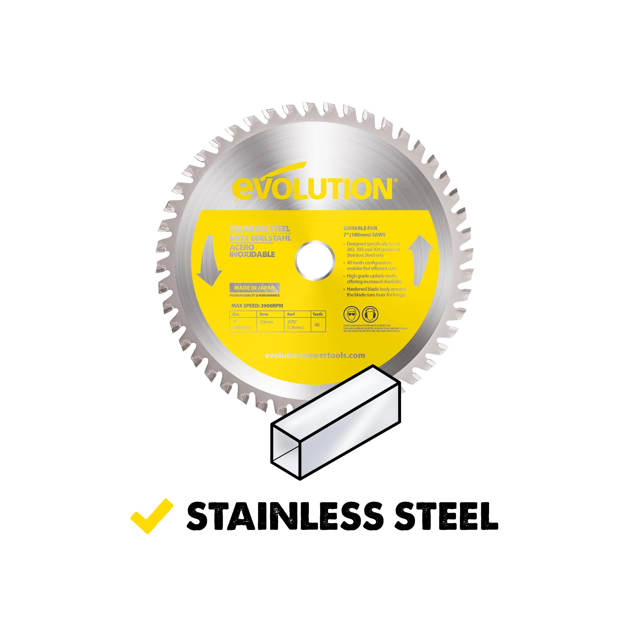 Evolution 180BLADESSN | 7 in. | 48T | 20mm Arbor | Stainless Steel TCT Blade - Image 2