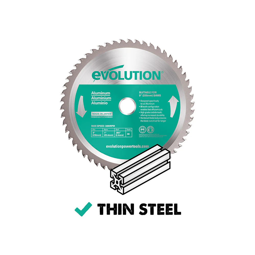 Evolution 230BLADEAL | 9 in. | 80T | 1 in. Arbor | Aluminum and Non-Ferrous Metal TCT Blade - Image 2