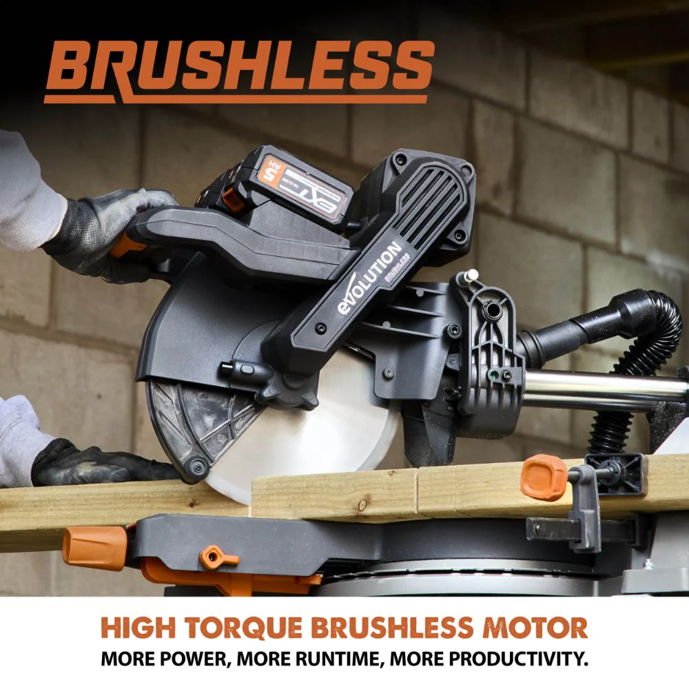 Evolution Cordless R255SMS-DB-Li: Dual Bevel Sliding Miter Saw With 10 in. Multi-Material Blade - Image 6