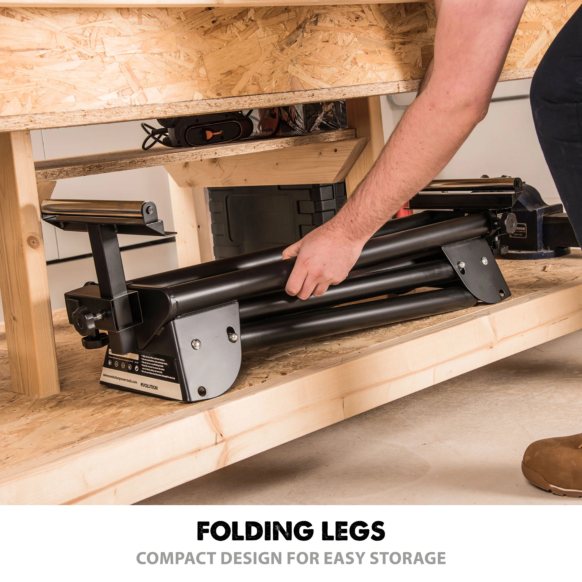 Evolution Universal Miter Saw Stand With Telescopic Arms and Folding Legs - Image 9