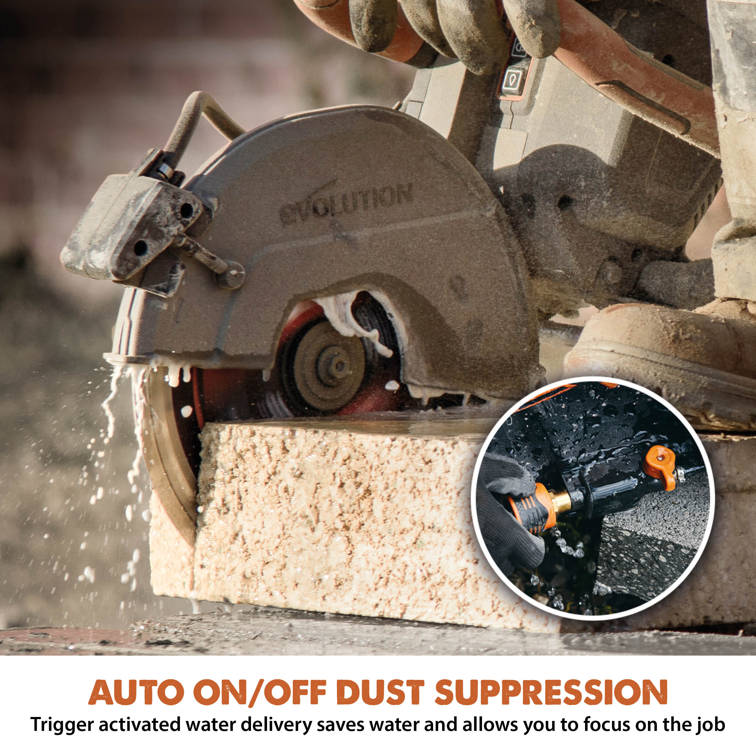 Evolution Cordless R10DCT-Li | 10 In. | Concrete Saw | Automatic Water-Fed Dust Suppression | Premium Thin Kerf Diamond Blade Included - Image 7
