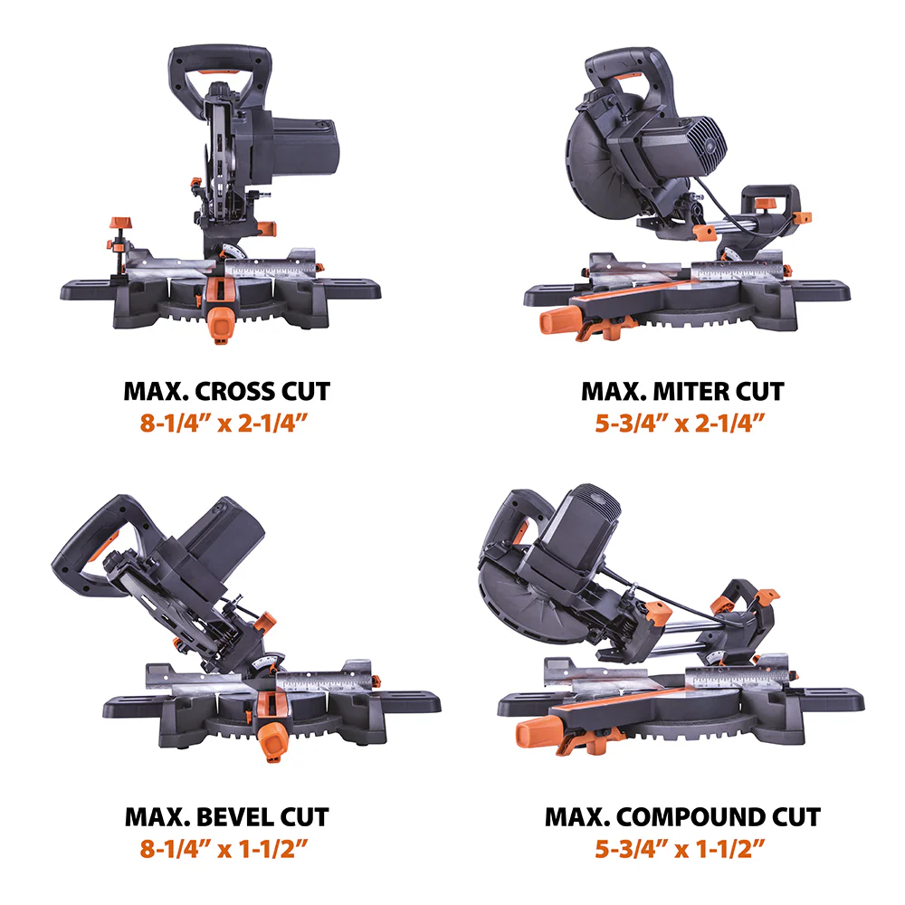Evolution R185SMS+: Single Bevel Sliding Miter Saw With 7-1/4 in. Multi-Material Cutting Blade - Image 4