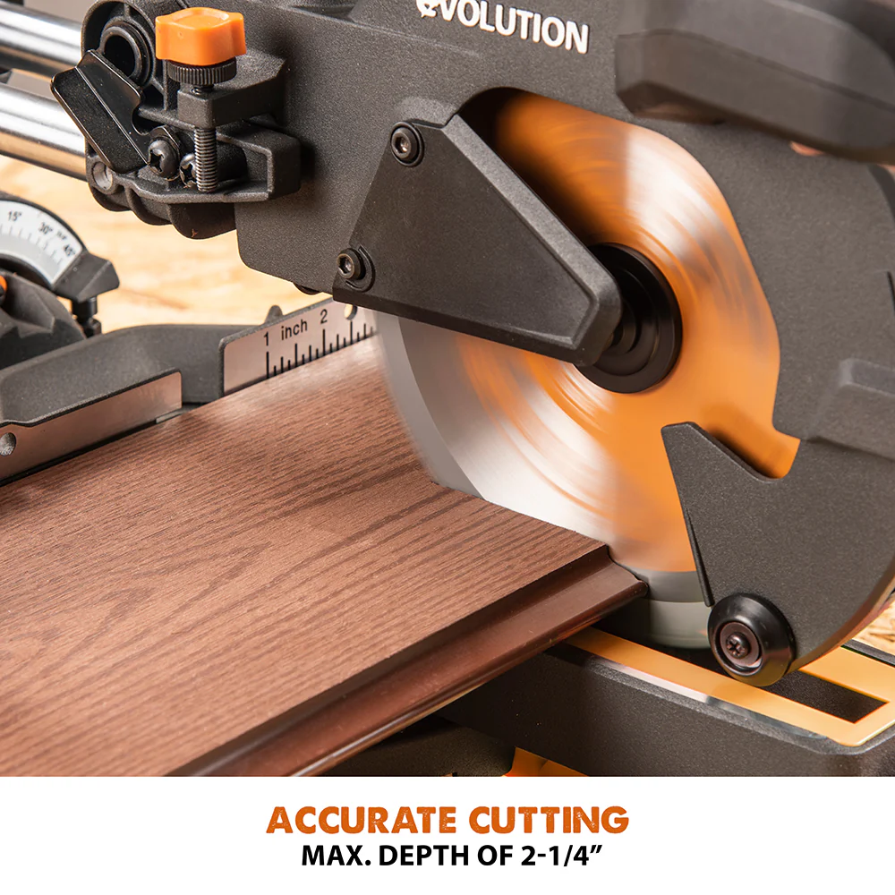 Evolution R185SMS+: Single Bevel Sliding Miter Saw With 7-1/4 in. Multi-Material Cutting Blade - Image 6