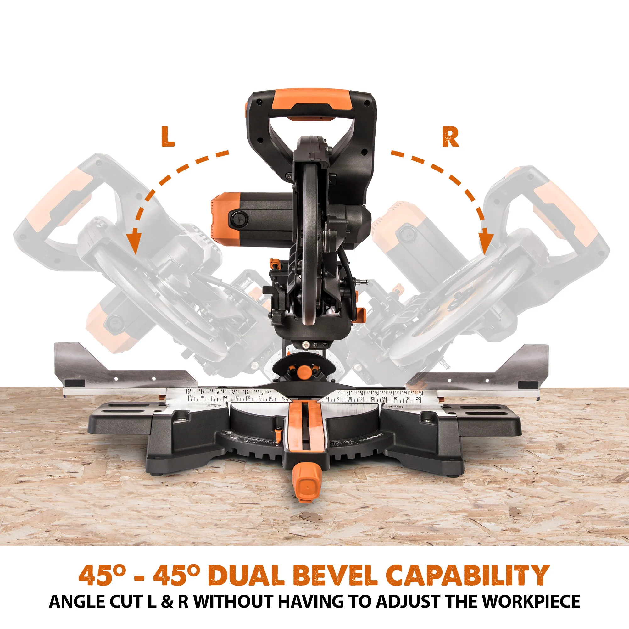Evolution R255SMS-DB+: Dual Bevel Sliding Miter Saw With 10 in. Multi-Material Cutting Blade - Image 6