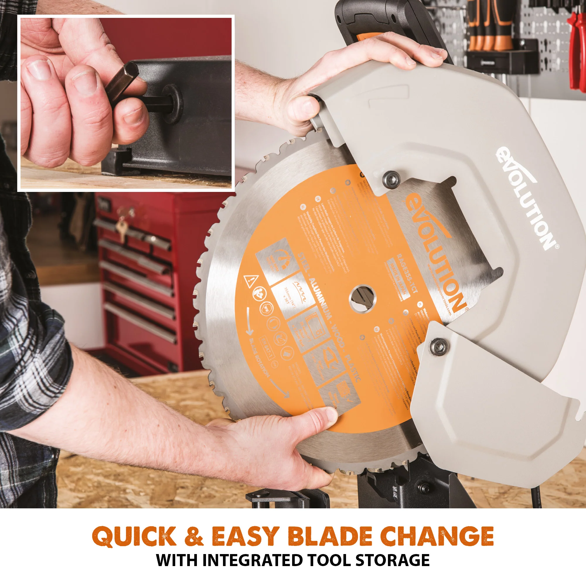 Evolution R355CPS: Multi-Material Cutting Chop Saw With 14 in. Blade - Image 13