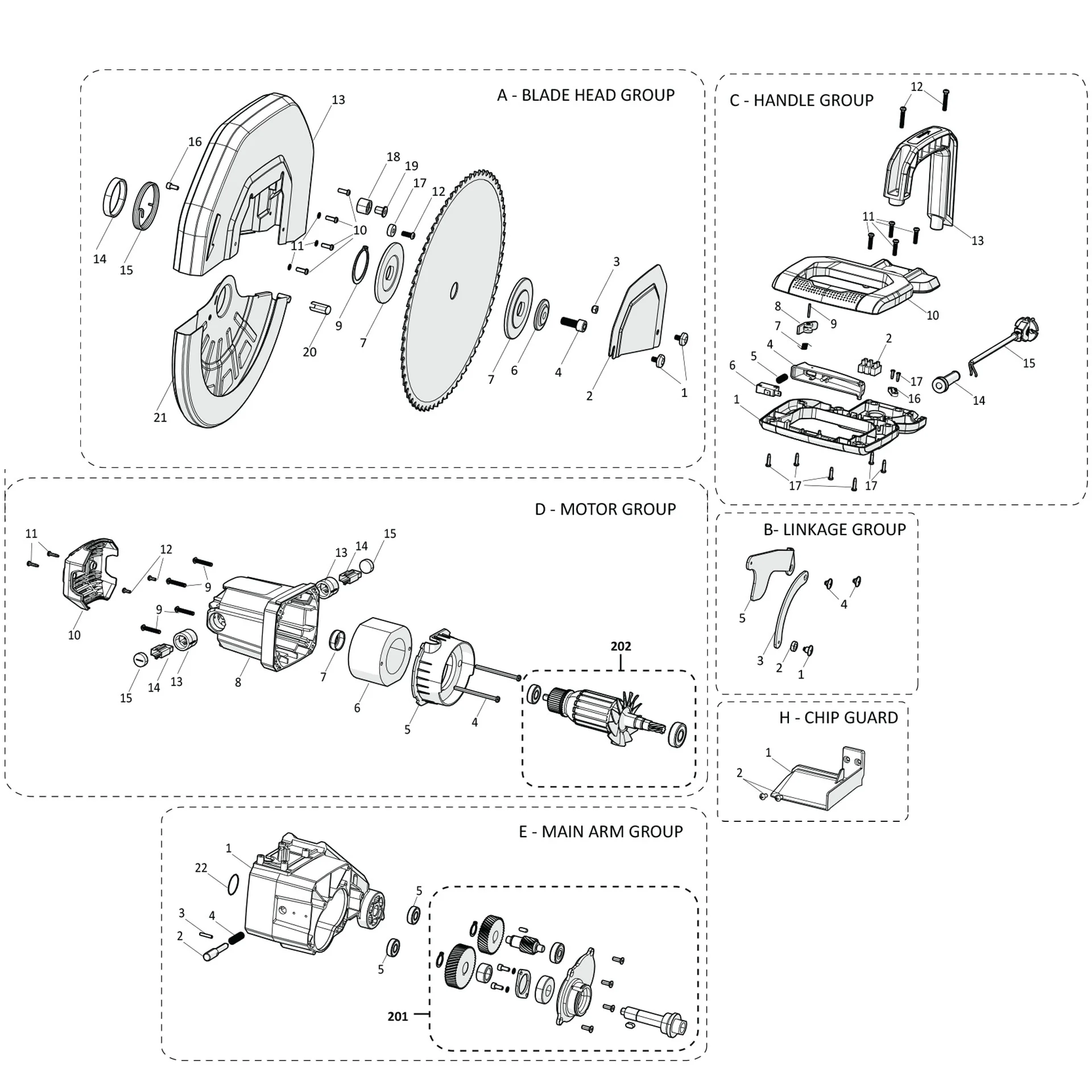 Evolution S380CPS Chop Saw Spare Parts (Head) - Image 2